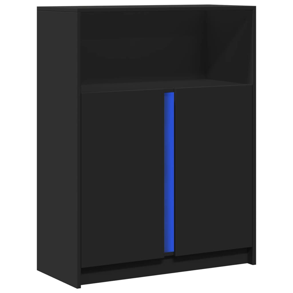 vidaXL Ντουλάπι με Φώτα LED Μαύρη 77x34x100 εκ. Επεξεργασμένο Ξύλο