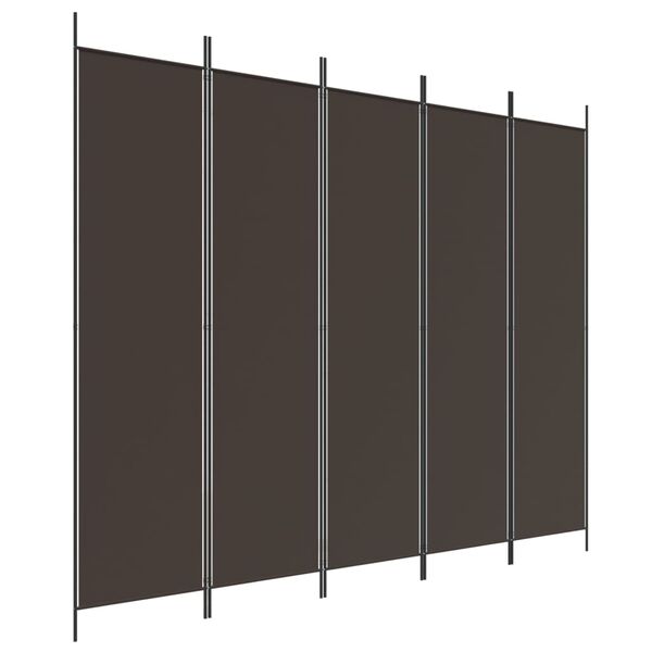 vidaXL Διαχωριστικό Δωματίου με 5 Πάνελ Καφέ 250x200 εκ. από Ύφασμα