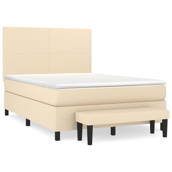 vidaXL &Kappa;&rho;&epsilon;&beta;ά&tau;&iota; Boxspring &mu;&epsilon; &Sigma;&tau;&rho;ώ&mu;&alpha; &Kappa;&rho;&epsilon;&mu; 140x190 &epsilon;&kappa;. &Upsilon;&phi;&alpha;&sigma;&mu;ά&tau;&iota;&nu;&omicron;