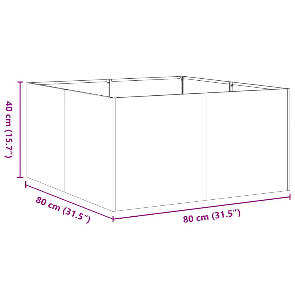 vidaXL Ζαρντινιέρα Λαδί 80x80x40 εκ. από Χάλυβα Ψυχρής Έλασης
