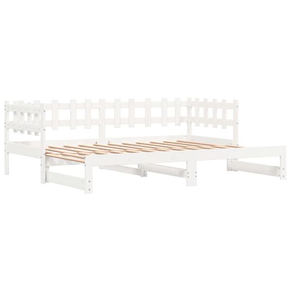 vidaXL Καναπές Κρεβάτι Συρόμενος Λευκός 2x(80x200) εκ. από Μασίφ Πεύκο