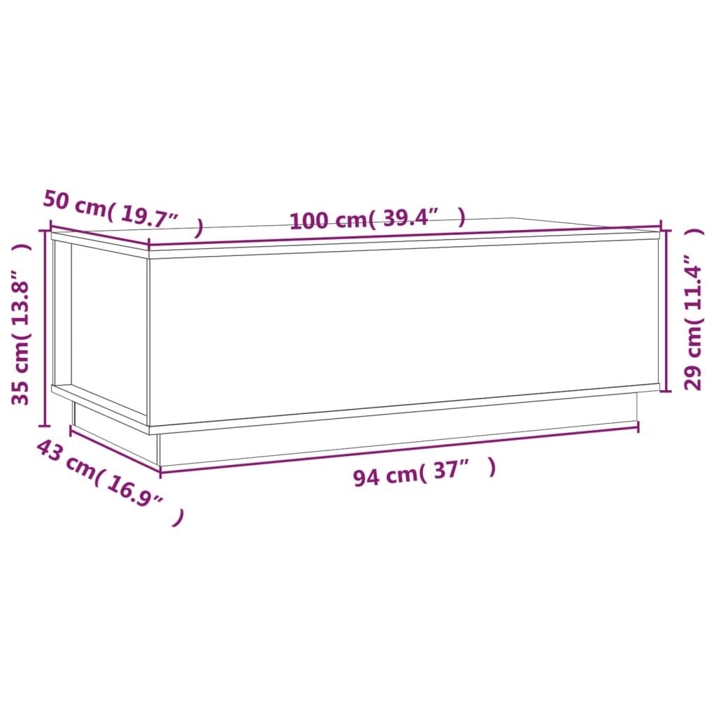 vidaXL Τραπεζάκι Σαλονιού Καφέ Μελί 100x50x35 εκ. Μασίφ Ξύλο Πεύκου