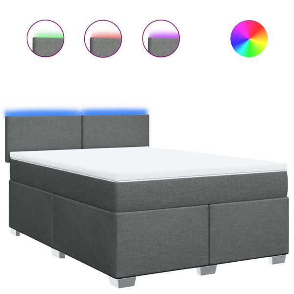 vidaXL Κρεβάτι Boxspring με Στρώμα Σκούρο Γκρι 160x200 εκ Υφασμάτινο