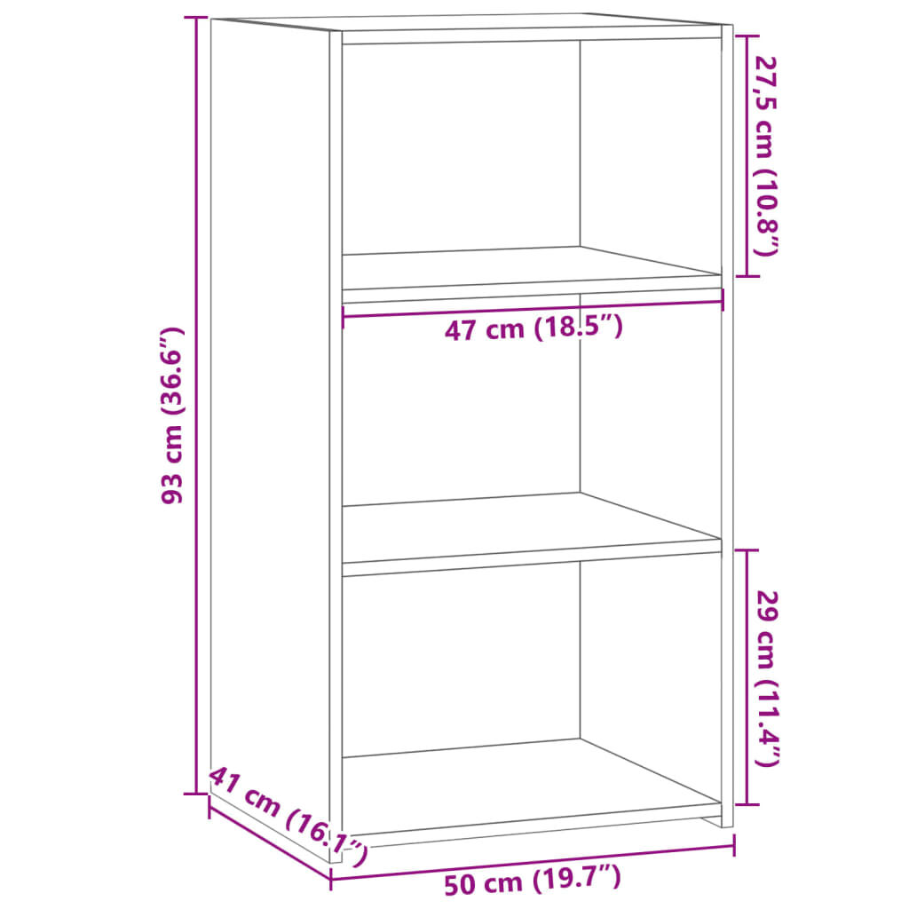 vidaXL Ντουλάπι Γκρι Sonoma 50x41x93 εκ. από Επεξεργ. Ξύλο