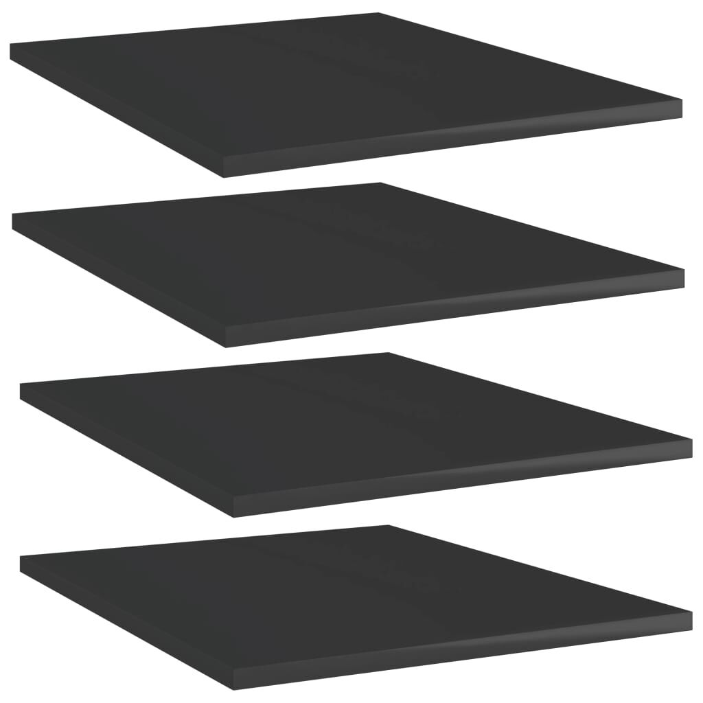 vidaXL Ράφια Βιβλιοθήκης 4 τεμ. Γυαλ. Μαύρο 40x50x1,5 εκ. Μοριοσανίδα