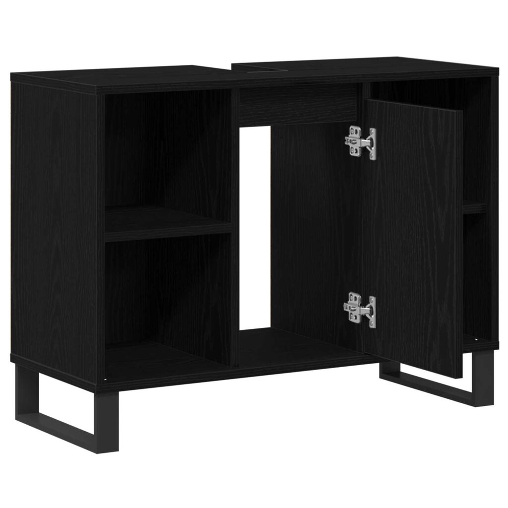 vidaXL Ντουλάπι Μπάνιου Μαύρη δρυς 80 x 33 x 60 εκ Επεξεργασμένο ξύλο