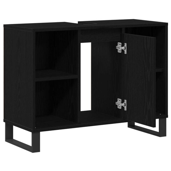vidaXL Ντουλάπι Μπάνιου Μαύρη δρυς 80 x 33 x 60 εκ Επεξεργασμένο ξύλο