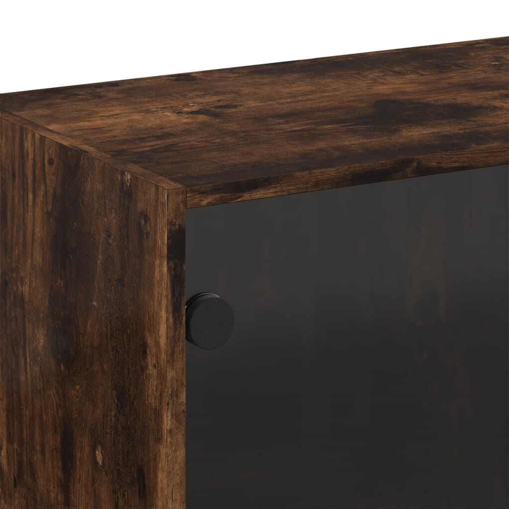 vidaXL Ντουλάπι Τοίχου Καπνιστή Δρυς 68x37x68,5 εκ. Γυάλινες Πόρτες
