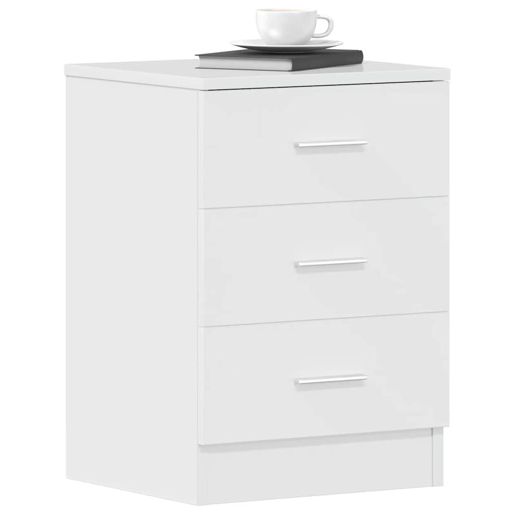 vidaXL Κομοδίνα 2 τεμ. Γυαλιστερό Λευκό 38x35x56 εκ. από Επεξ. Ξύλο