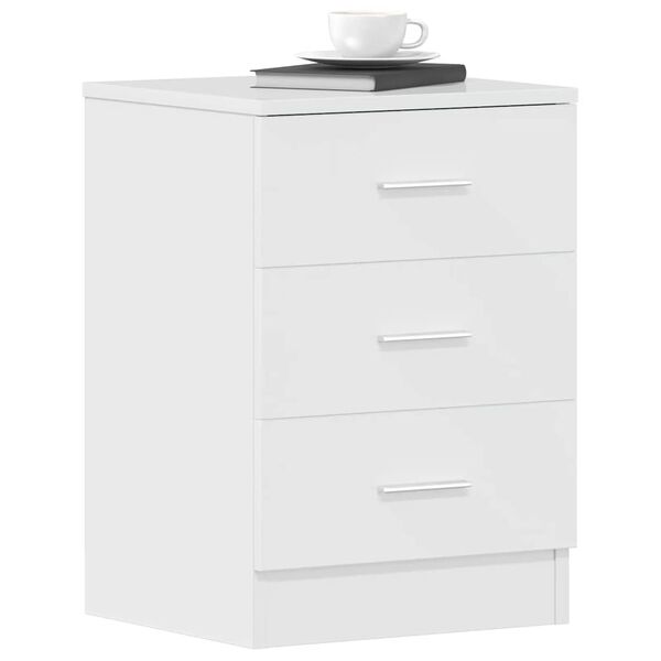vidaXL Κομοδίνα 2 τεμ. Γυαλιστερό Λευκό 38x35x56 εκ. από Επεξ. Ξύλο