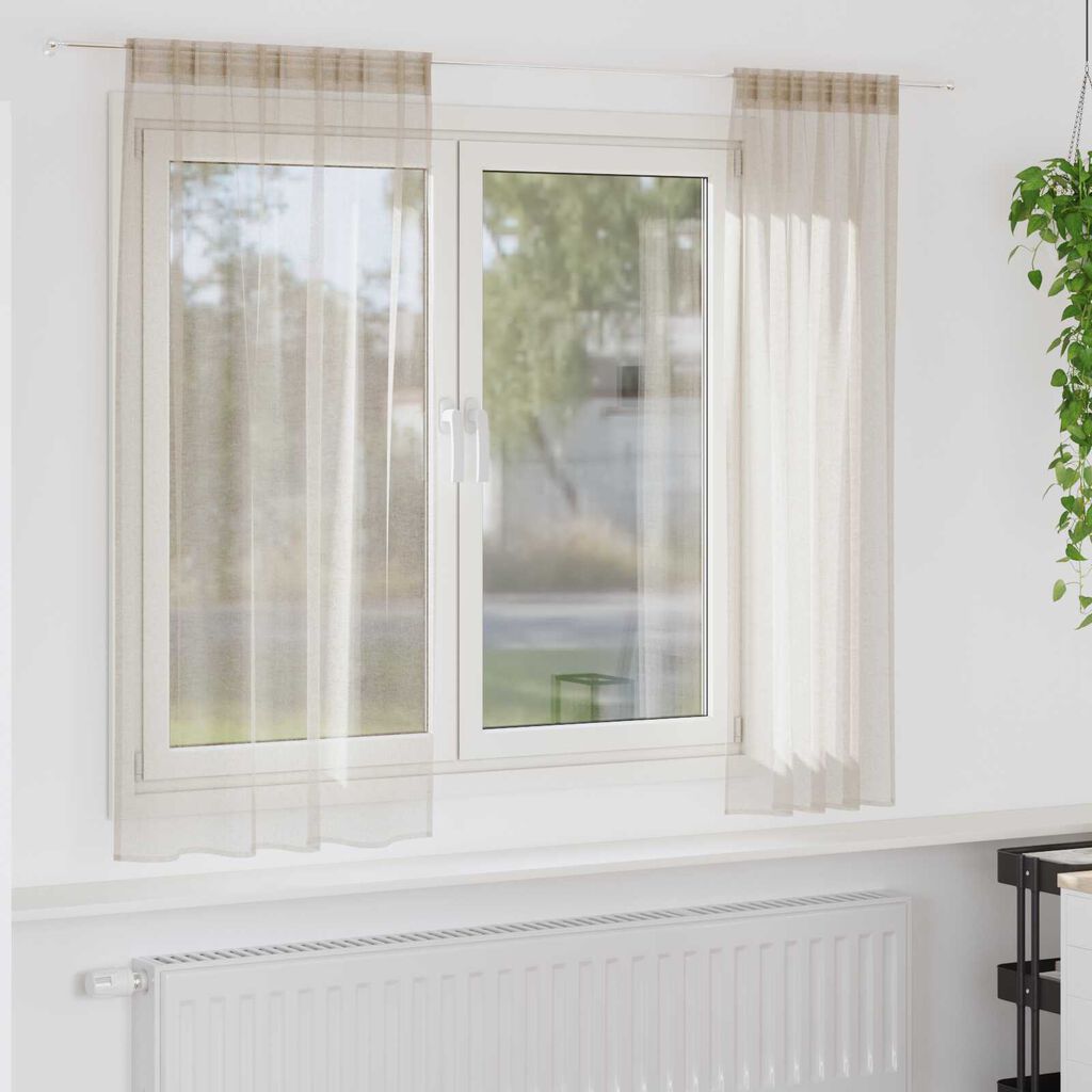 vidaXL Κουρτίνες με κουρτίνες 2 pcs Άμμος 140 x 175 εκ. Πολυεστέρας
