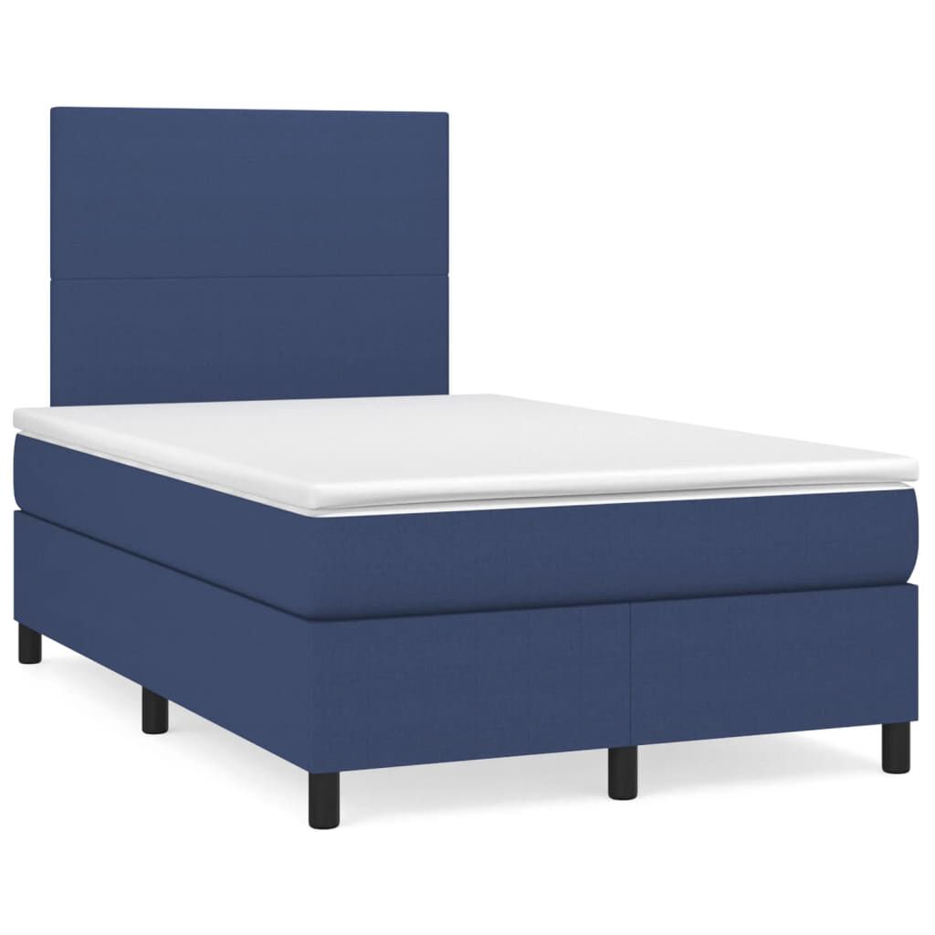 vidaXL Κρεβάτι Boxspring με Στρώμα Μπλε 120x190 εκ. Υφασμάτινο