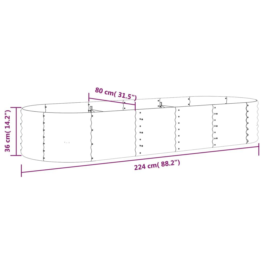 vidaXL Ζαρντινιέρα Ανθρακί 224x80x36 εκ Ατσάλι με Ηλεκτρ. Βαφή Πούδρας