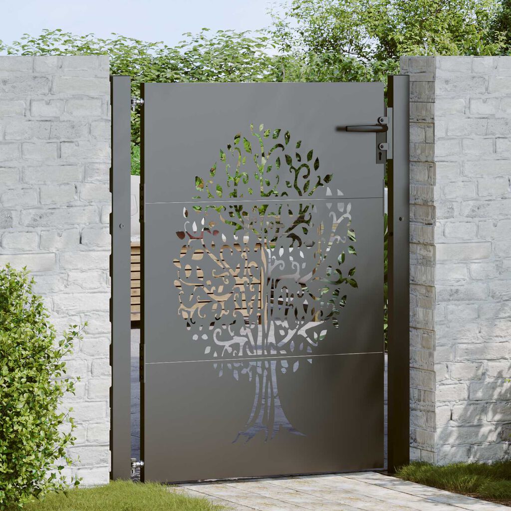 vidaXL Πύλη Κήπου Άλλο Μαύρο 105 x 125 cm Ατσάλι με Επικάλυψη Πούδρας