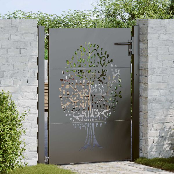 vidaXL Πύλη Κήπου Άλλο Μαύρο 105 x 125 cm Ατσάλι με Επικάλυψη Πούδρας
