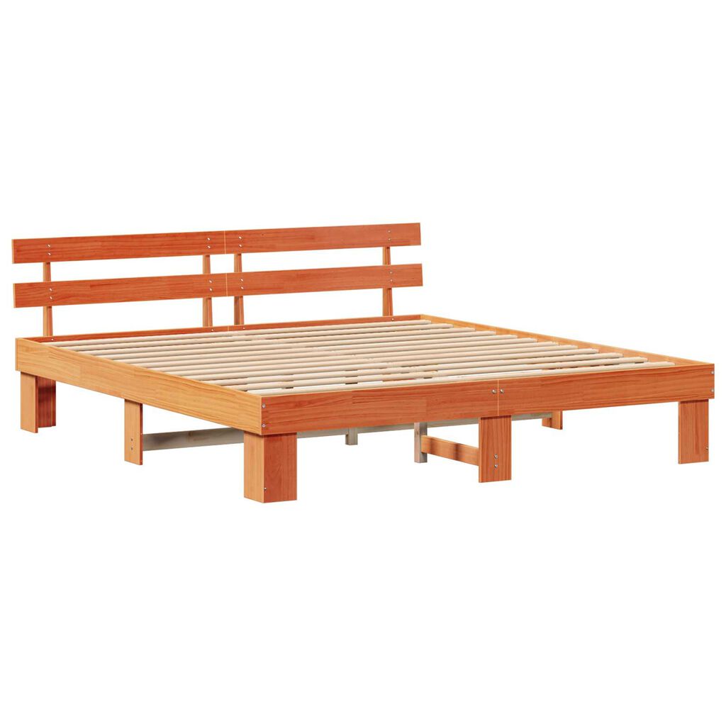 vidaXL Πλαίσιο κρεβατιού με κεφαλάρι καφέ 180x200 εκ. από μασίφ ξύλο πεύκου