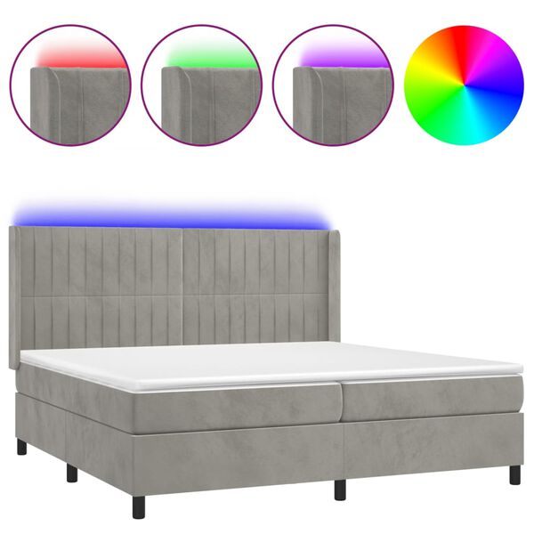 vidaXL &Kappa;&rho;&epsilon;&beta;ά&tau;&iota; Boxspring &mu;&epsilon; &Sigma;&tau;&rho;ώ&mu;&alpha; & LED &Alpha;&nu;.&Gamma;&kappa;&rho;&iota; 200x200 &epsilon;&kappa;. &Beta;&epsilon;&lambda;&omicron;ύ&delta;&iota;&nu;&omicron;