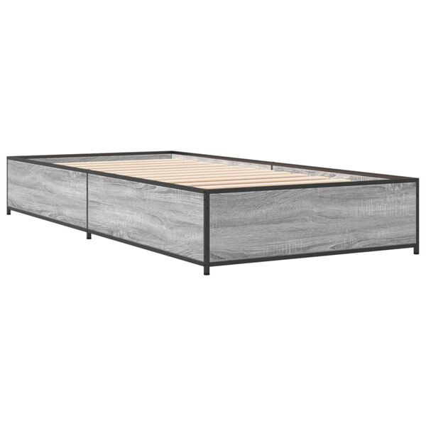 vidaXL Πλαίσιο Κρεβατιού Γκρι Sonoma 75x190 εκ. Επεξ. Ξύλο & Μέταλλο