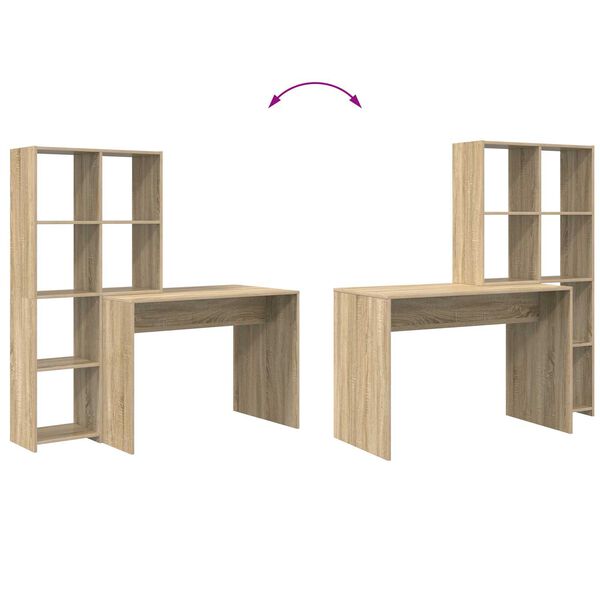 vidaXL Γραφείο Sonoma Δρυς 138.5 x 55 x 143 εκ Επεξεργασμένο ξύλο