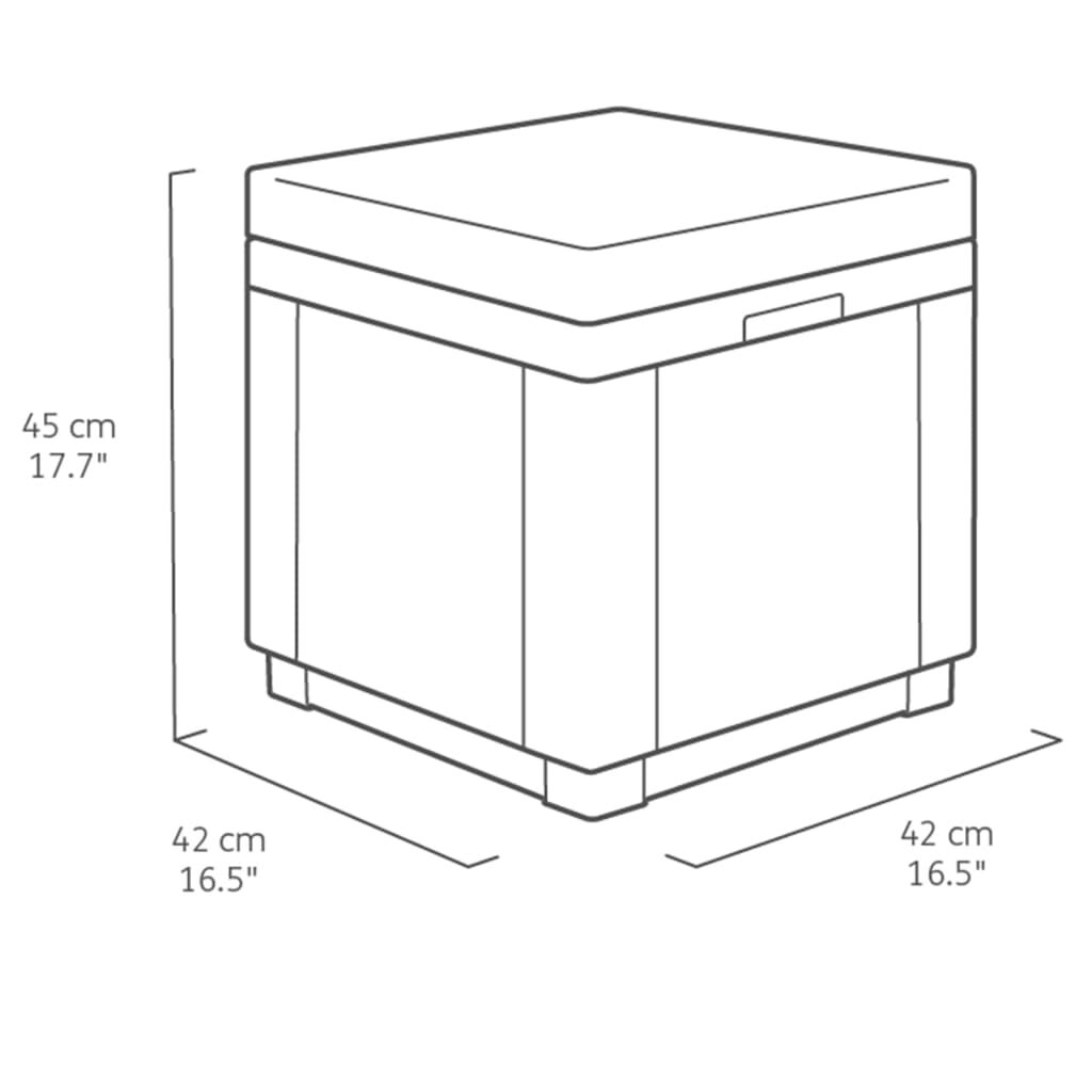 Keter Σκαμπό με Αποθηκευτικό Χώρο Cube Χρώμα Καπουτσίνο με Μαξιλάρι