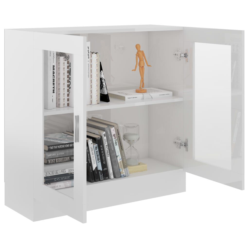 vidaXL Βιτρίνα Γυαλιστερό Λευκό 82,5 x 30,5 x 80 εκ. Επεξ. Ξύλο
