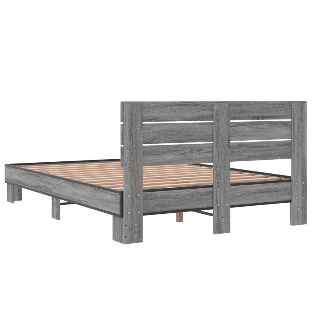 vidaXL Πλαίσιο Κρεβατιού Γκρι Sonoma 140x190 εκ. Επεξ. Ξύλο & Μέταλλο
