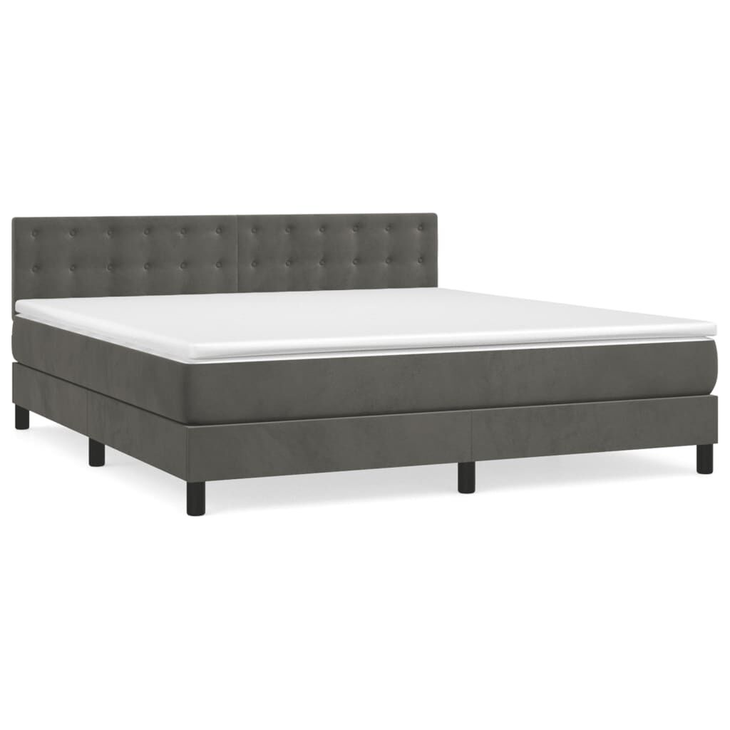 vidaXL Κρεβάτι Boxspring με Στρώμα Σκούρο Γκρι 160x200 εκ. Βελούδινο