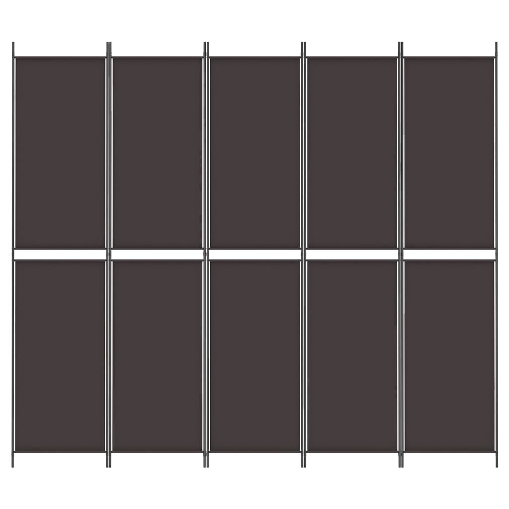 vidaXL Διαχωριστικό Δωματίου με 5 Πάνελ Καφέ 250x220 εκ. από Ύφασμα
