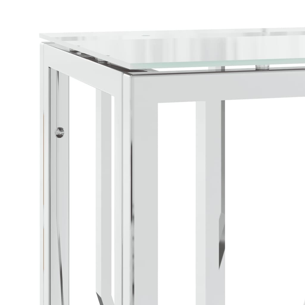 vidaXL Τραπέζι Κονσόλα 70x30x70 εκ. από Ανοξείδωτο Ατσάλι και Γυαλί