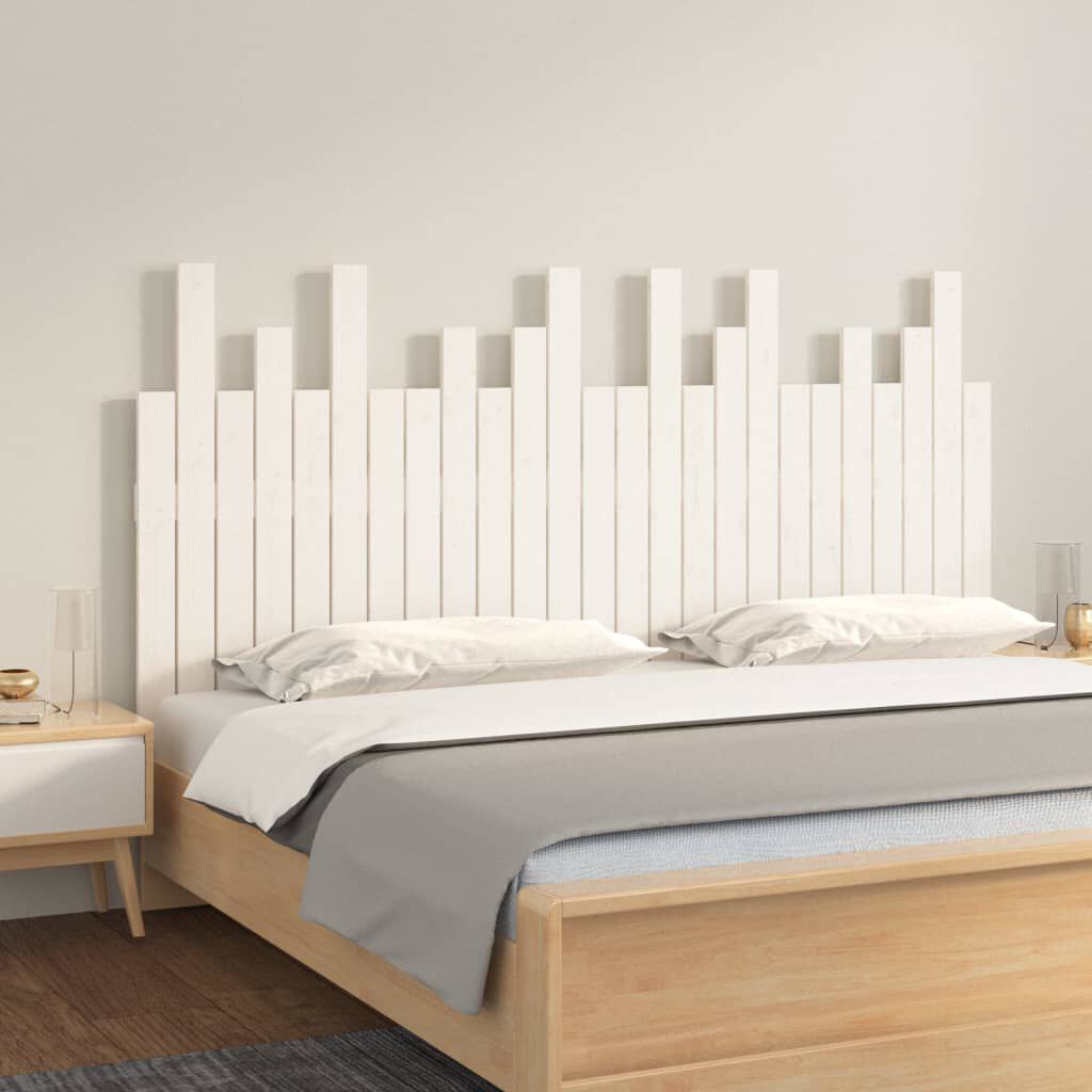 vidaXL Κεφαλάρι Τοίχου Λευκό 159,5x3x80 εκ. από Μασίφ Ξύλο Πεύκου