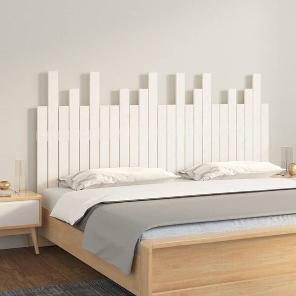 vidaXL Κεφαλάρι Τοίχου Λευκό 159,5x3x80 εκ. από Μασίφ Ξύλο Πεύκου