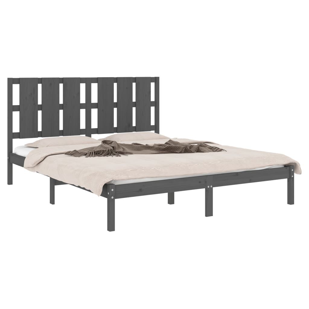 vidaXL Πλαίσιο Κρεβατιού Γκρι 150 x 200 εκ. Μασίφ Ξύλο King Size