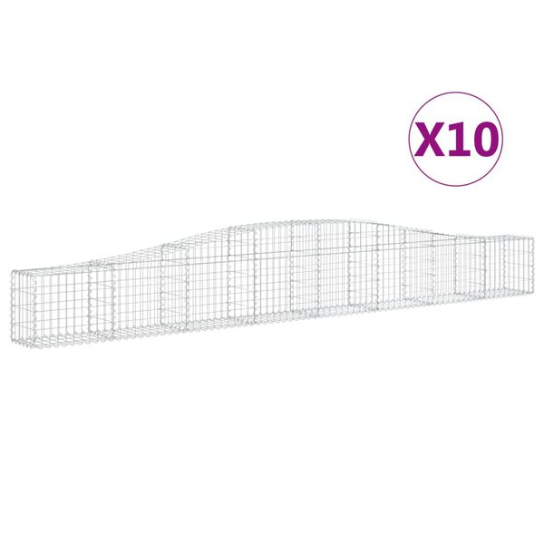 vidaXL Συρματοκιβώτια Τοξωτά 10 τεμ. 400x30x40/60 εκ. Γαλβαν. Ατσάλι