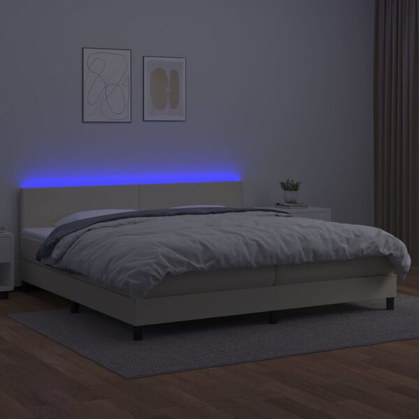 vidaXL &Kappa;&rho;&epsilon;&beta;ά&tau;&iota; Boxspring &mu;&epsilon; &Sigma;&tau;&rho;ώ&mu;&alpha; & LED &Kappa;&rho;&epsilon;&mu; 200x200 &epsilon;&kappa;. &Sigma;&upsilon;&nu;&theta;. &Delta;έ&rho;&mu;&alpha;