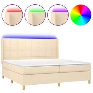 vidaXL &Kappa;&rho;&epsilon;&beta;ά&tau;&iota; Boxspring &mu;&epsilon; &Sigma;&tau;&rho;ώ&mu;&alpha; & LED &Kappa;&rho;&epsilon;&mu; 200x200 &epsilon;&kappa;. &Upsilon;&phi;&alpha;&sigma;&mu;ά&tau;&iota;&nu;&omicron;