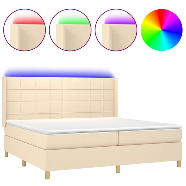 vidaXL &Kappa;&rho;&epsilon;&beta;ά&tau;&iota; Boxspring &mu;&epsilon; &Sigma;&tau;&rho;ώ&mu;&alpha; & LED &Kappa;&rho;&epsilon;&mu; 200x200 &epsilon;&kappa;. &Upsilon;&phi;&alpha;&sigma;&mu;ά&tau;&iota;&nu;&omicron;
