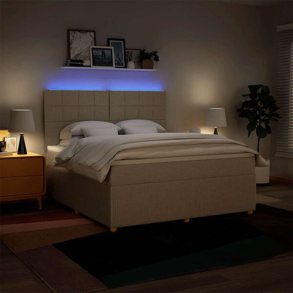vidaXL &Kappa;&rho;&epsilon;&beta;ά&tau;&iota; Boxspring &mu;&epsilon; &Sigma;&tau;&rho;ώ&mu;&alpha; &Kappa;&rho;&epsilon;&mu; 180x200 &epsilon;&kappa;. &Upsilon;&phi;&alpha;&sigma;&mu;ά&tau;&iota;&nu;&omicron;