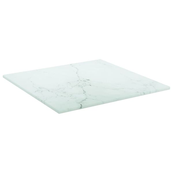 vidaXL Επιφάνεια Τραπεζιού Λευκή 30x30εκ 6 χιλ Ψημ. Γυαλί Μαρμ. Σχέδιο