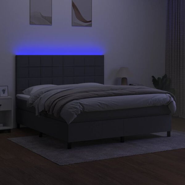 vidaXL &Kappa;&rho;&epsilon;&beta;ά&tau;&iota; Boxspring &mu;&epsilon; &Sigma;&tau;&rho;ώ&mu;&alpha; & LED &Sigma;&kappa;.&Gamma;&kappa;&rho;&iota; 160x200 &epsilon;&kappa; &Upsilon;&phi;&alpha;&sigma;&mu;ά&tau;&iota;&nu;&omicron;