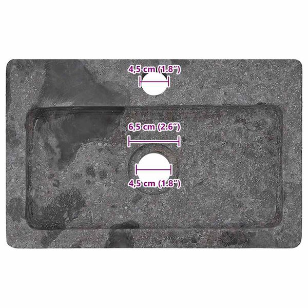 vidaXL Νιπτήρας Επιτοίχιος Γκρι 38 x 24 x 6,5 εκ. Μαρμάρινος