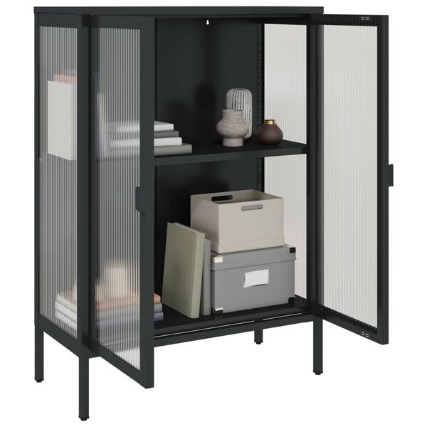 vidaXL Ντουλάπι Μαύρο 75 x 35 x 105 εκ. από Γυαλί και Ατσάλι
