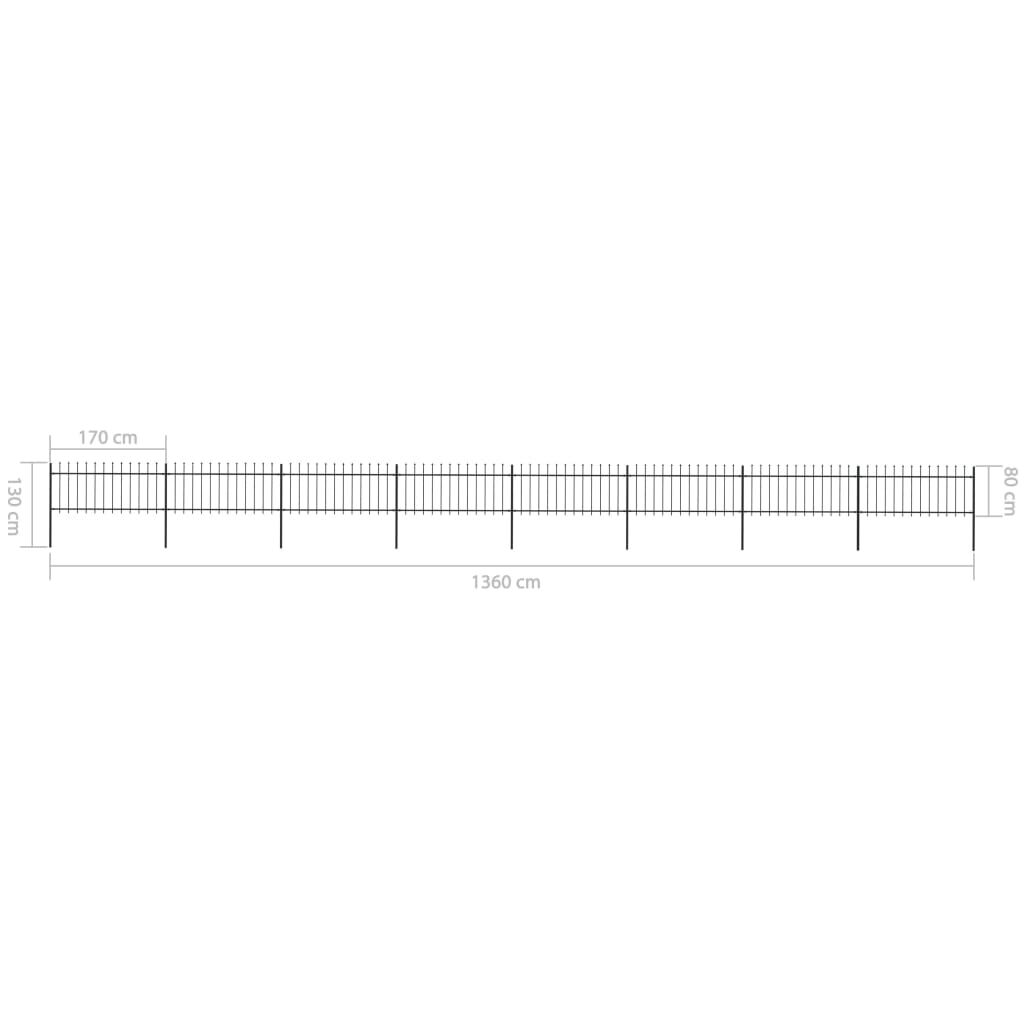 vidaXL Κάγκελα Περίφραξης με Λόγχες Μαύρα 13,6 x 0,8 μ. από Χάλυβα