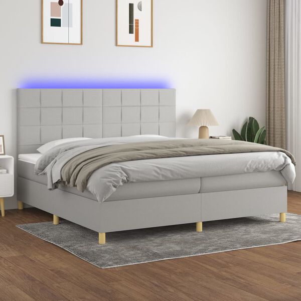 vidaXL &Kappa;&rho;&epsilon;&beta;ά&tau;&iota; Boxspring &mu;&epsilon; &Sigma;&tau;&rho;ώ&mu;&alpha; & LED &Alpha;&nu;.&Gamma;&kappa;&rho;&iota; 200x200&epsilon;&kappa;. &Upsilon;&phi;&alpha;&sigma;&mu;ά&tau;&iota;&nu;&omicron;