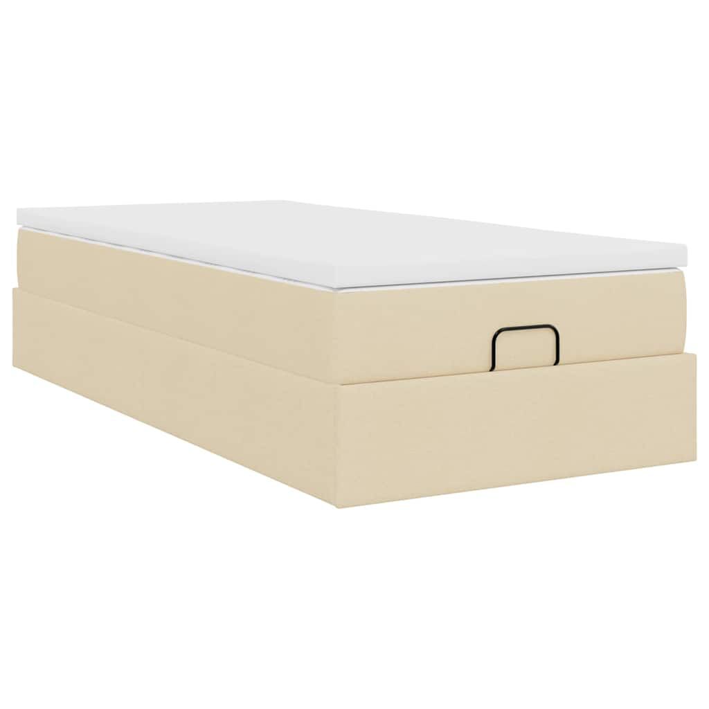 vidaXL Οθωμανικό κρεβάτι με στρώμα Cream 90x200cm ύφασμα
