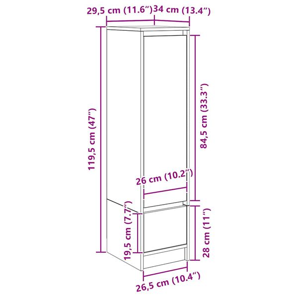 vidaXL Ντουλάπα Καπνιστή δρυς 29,5x34x119,5 εκ. Επεξεργασμένο Ξύλο