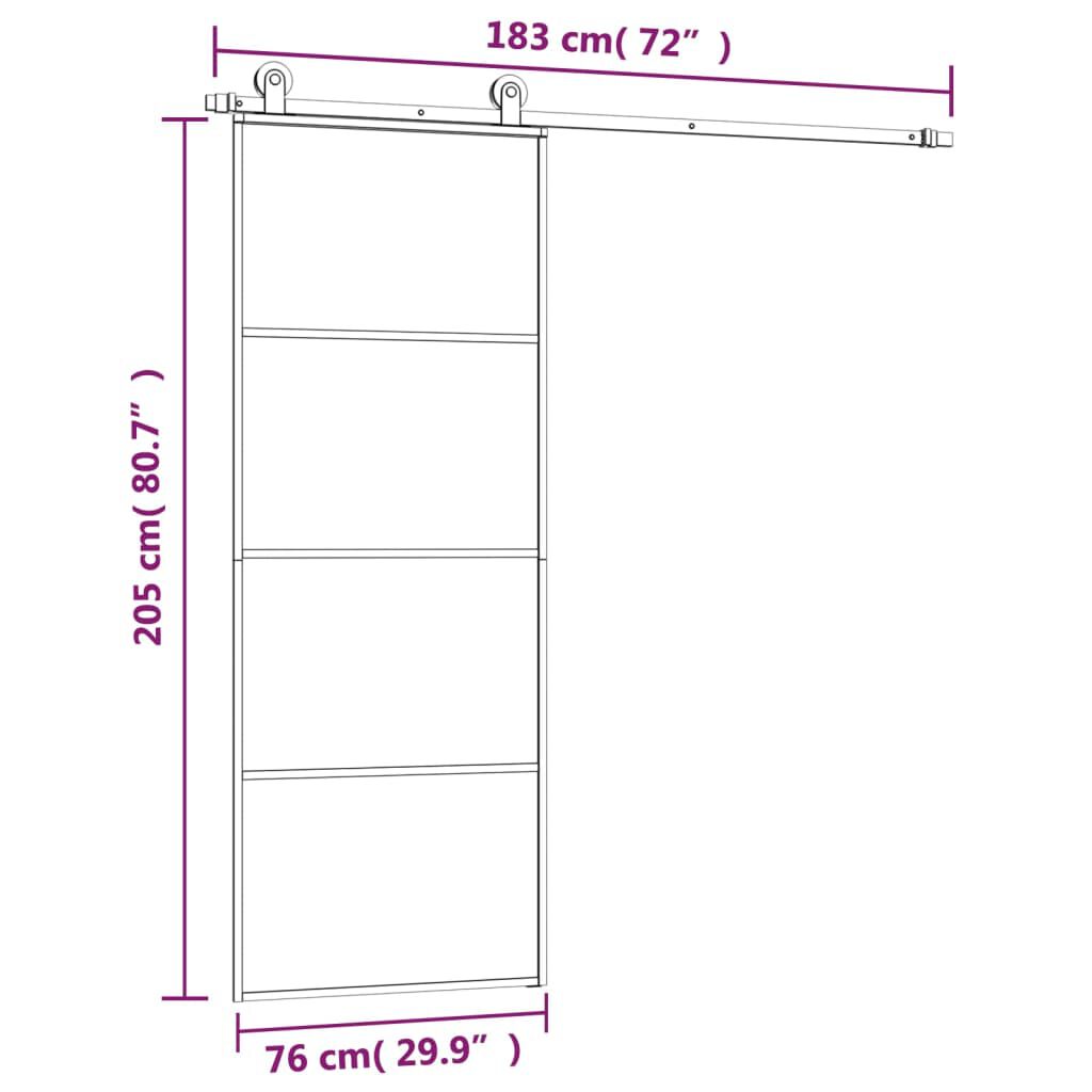 vidaXL Συρόμενη Πόρτα με Μηχανισμό 76x205 εκ. Γυαλί ESG & Αλουμίνιο