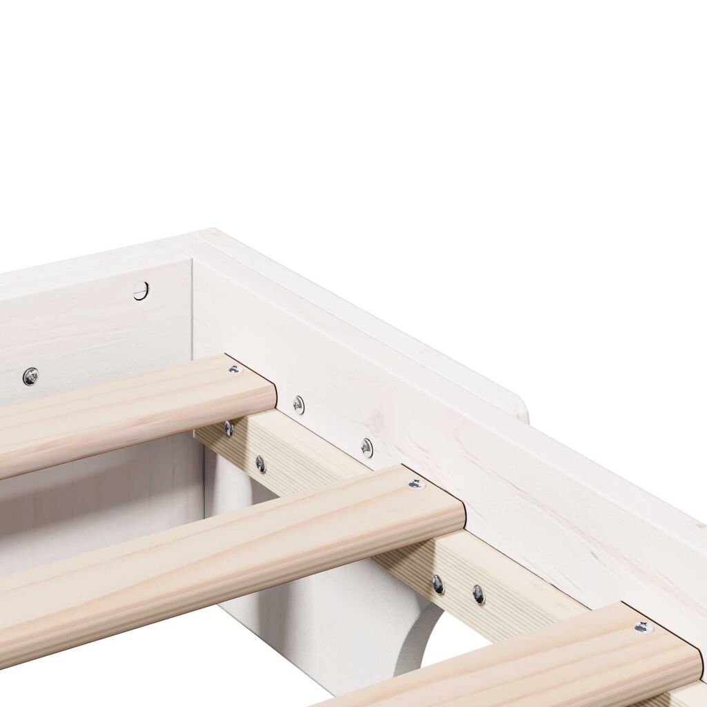 vidaXL Κρεβάτι Λευκό Μασίφ ξύλο πεύκου 75 x 190 cm Ανθεκτικό Κρεβάτι