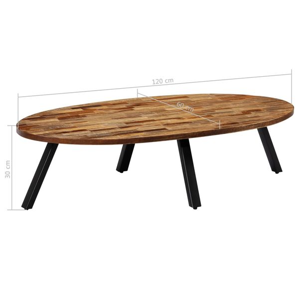 vidaXL Τραπεζάκι Σαλονιού Οβάλ 120x60x30 εκ. Μασίφ Ανακυκλωμένο Teak