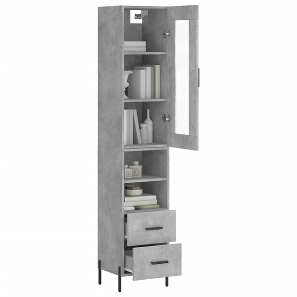 vidaXL Ντουλάπι Γκρι Σκυροδέματος 34,5x34x180 εκ. Επεξεργασμένο Ξύλο