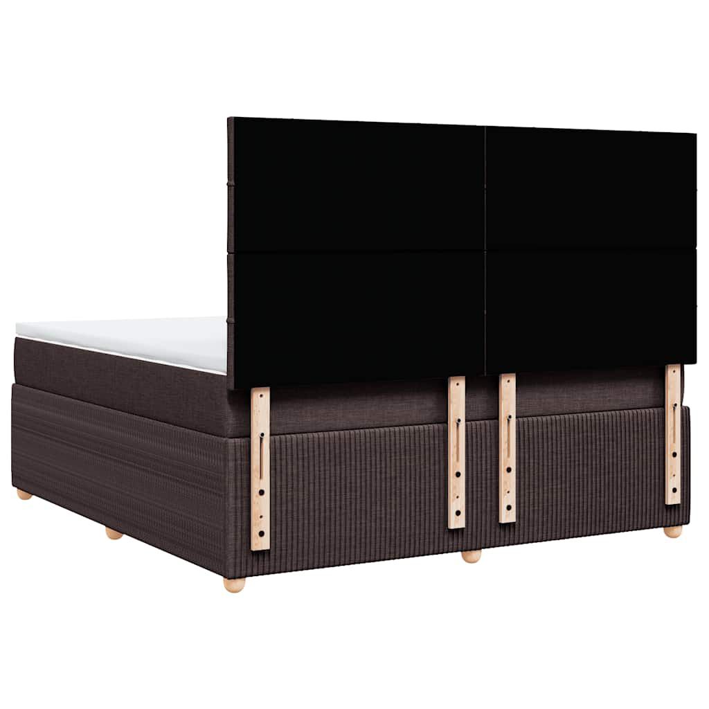 vidaXL Κρεβάτι Boxspring με Στρώμα Σκούρο Καφέ 180x200 εκ Υφασμάτινο